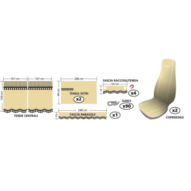 98645-S-01.JPG Melissa Set Tende E Coprisedili In Microfibra Per Camion Beige Tende Tende