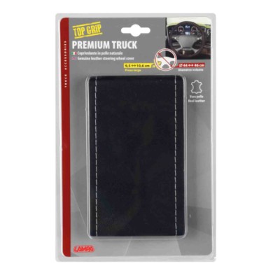 98884-C-01.JPG Premium Truck Coprivolante In Pelle M Ø 44/46 Cm Nero/argento Coprivolanti Da Cucire In Vera Pelle Coprivolanti D