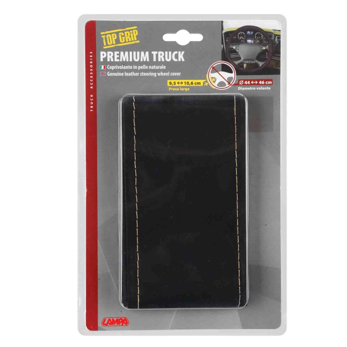 98887-C-01.JPG Premium Truck Coprivolante In Pelle M Ø 44/46 Cm Nero/beige Coprivolanti Da Cucire In Vera Pelle Coprivolanti Da 