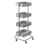 Utility Trolley 4 Carrello Espositore Multiuso A 4 Ripiani Scaffali Forati Scaffali