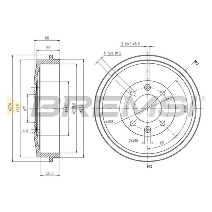 NEUTRO.jpg Kit Tamburi Freno Posteriore 94010300 CITROEN BERLINGO MULTISPACE (B9)