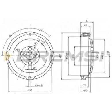 NEUTRO.jpg Kit Tamburi Freno Posteriore 14315110 FIAT 126 500 500 Station Wagon