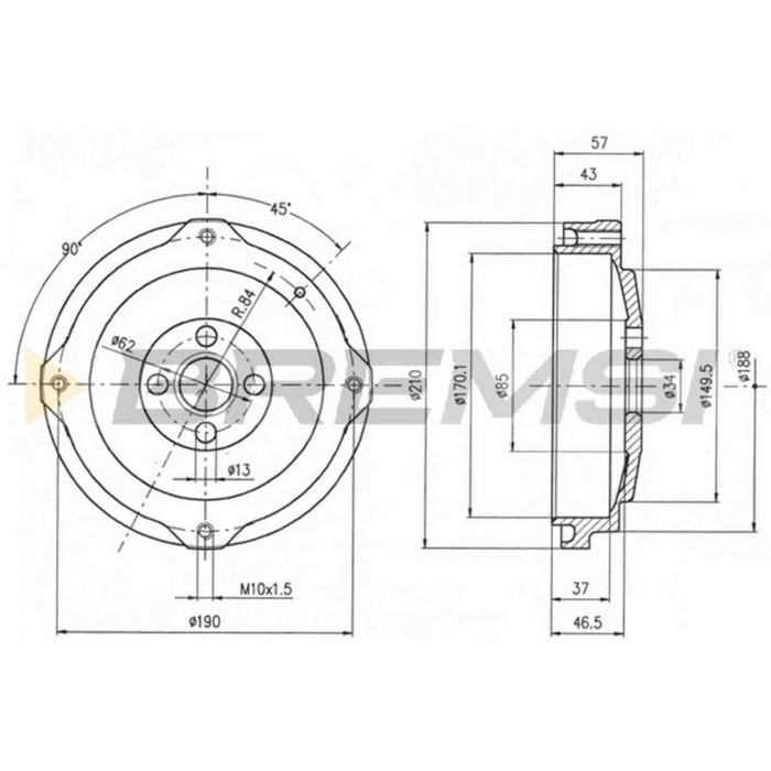 NEUTRO.jpg Kit Tamburi Freno Posteriore 14315110 FIAT 126 500 500 Station Wagon