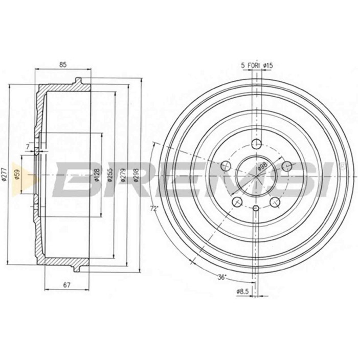 NEUTRO.jpg Kit Tamburi Freno Posteriore 94015000 CITROEN EVASION MPV / Space wagon (22 U6) Bendix