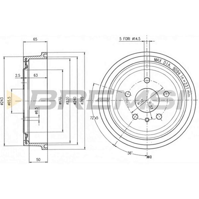 NEUTRO.jpg Kit Tamburi Freno Posteriore 94022600 OPEL VECTRA B (J96)