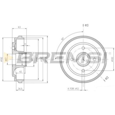 NEUTRO.jpg Kit Tamburi Freno Posteriore 94023900 OPEL AGILA (A) (H00)