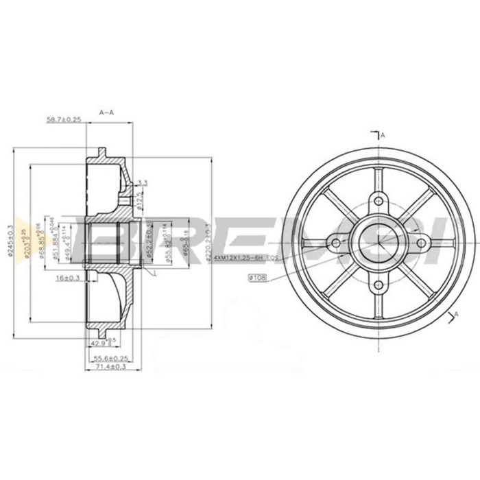 NEUTRO.jpg Kit Tamburi Freno Posteriore 94026600 CITROEN C-ELYSEE (DD) Trw