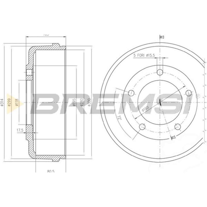 NEUTRO.jpg Kit Tamburi Freno Posteriore 94024600 FORD Transit Autobus Transit Furgonato Transit Pianale Piatto/Telaio