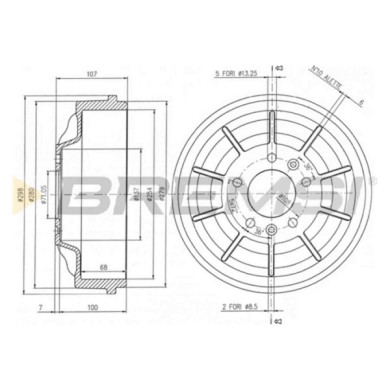 NEUTRO.jpg Kit Tamburi Freno Posteriore 94032900 CITROEN JUMPY II Furgonato Trw