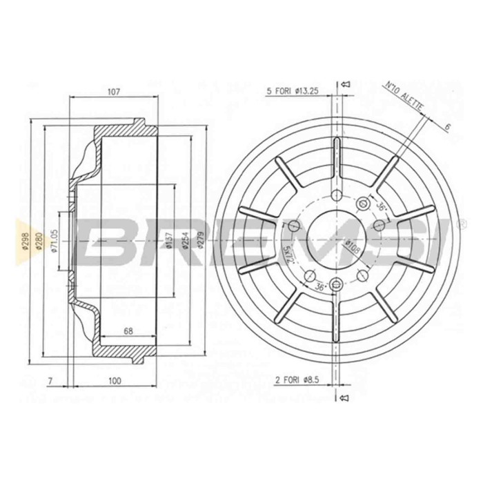 NEUTRO.jpg Kit Tamburi Freno Posteriore 94032900 CITROEN JUMPY II Furgonato Trw