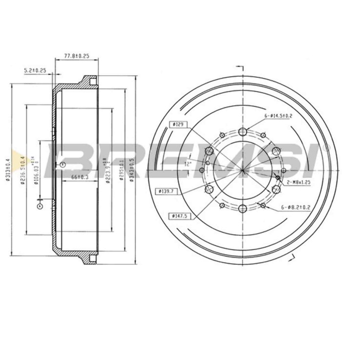 NEUTRO.jpg Kit Tamburi Freno Posteriore 94021000 VOLKSWAGEN Taro Verniciato