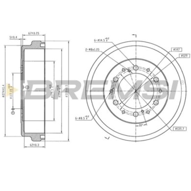 NEUTRO.jpg Kit Tamburi Freno Posteriore 94039900 TOYOTA Hiace/Commuter V Autobus Verniciato