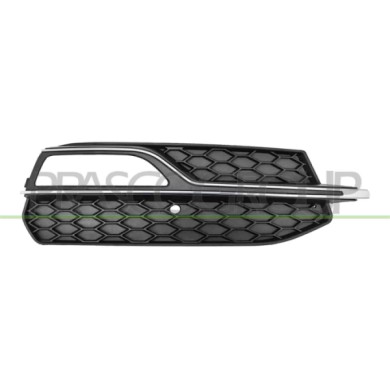 DX_SCRITTA_LOGO.jpg Griglia Destra Paraurti Anteriore Nera Con Sede Fendi Con Modanatura Argento Chiusa Audi A3 3/5 Porte 2012-2