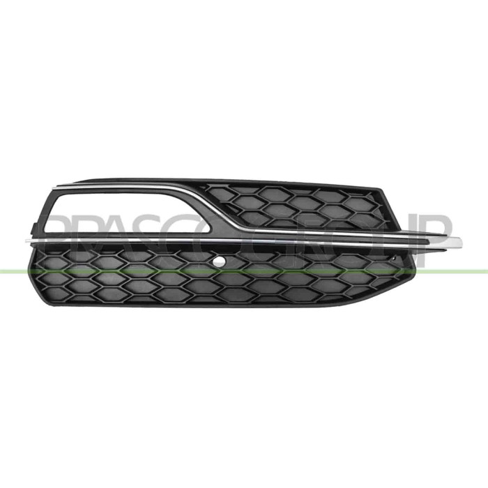 DX_SCRITTA_LOGO.jpg Griglia Destra Paraurti Anteriore Nera Con Sede Fendi Con Modanatura Argento Chiusa Audi A3 3/5 Porte 2012-2