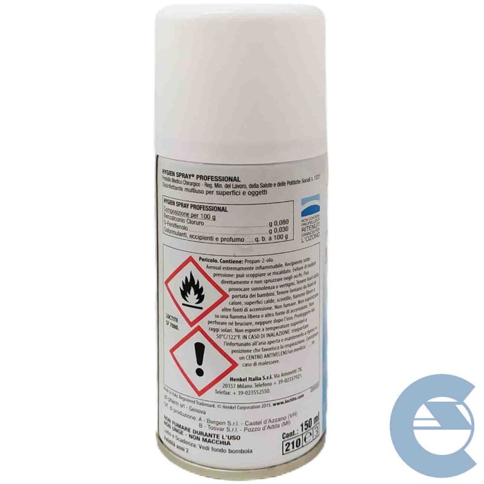 144168-large_default.jpg Loctite Hygien Spray Professional Sf 7080 150ml Disinfettante Multiuso