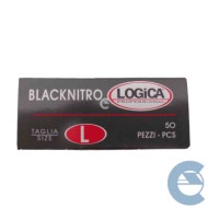 GUANTI-NERI-L-LOGO-FRONT.jpg Logica Guanti Professionali Monouso In Nitrile Senza Polvere Taglia L 50 Pz