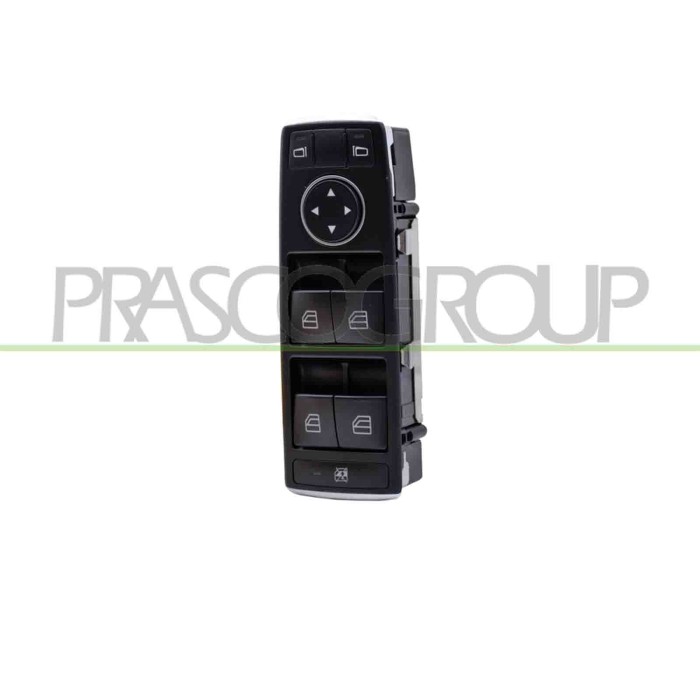 SX_SCRITTA_LOGO.jpg Pulsantiera Alzacristallo Porta Anteriore Sinistra Nera 4 Interruttori 3 Pins Mercedes A Class (W176) 2015-2