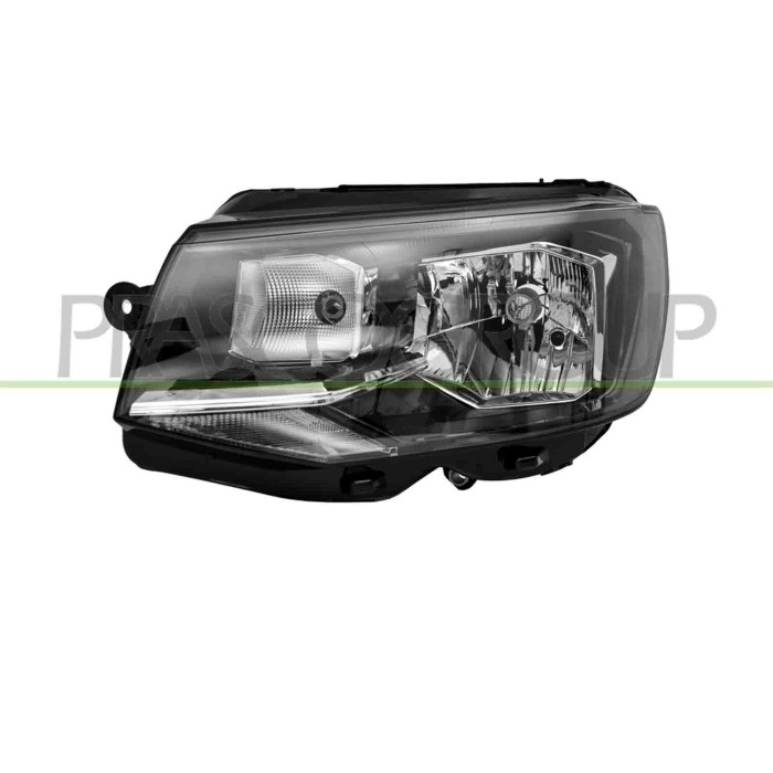 SX_SCRITTA_LOGO.jpg Proiettore Sinistro H4 Elettrico Con Motore Nero Volkswagen T6 Dal 2015 Al 2019 7E1941015Ad