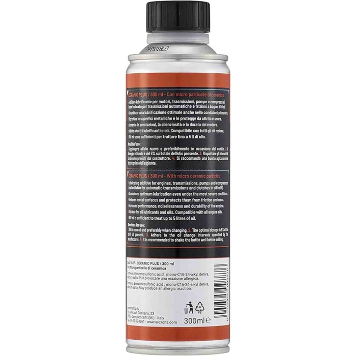 9887_3.jpg Arexons 9887 Additivo Olio Ceramic Plus 300 Ml 5 Pezzi