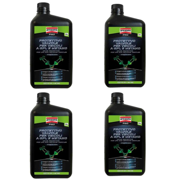 9916.jpg Arexons Additivo Protettivo Valvole Gpl/metano 1 Lt Lubrifica e Protegge 4 Pezzi