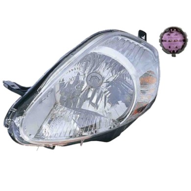 SX_SCRITTA_LOGO.jpg Proiettore Fiat Grande Punto Van 2005/2009 Sinistro Elettrico Con Motore H4 Py21W W5W 8 Pins