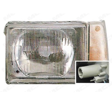 SX_SCRITTA_LOGO.jpg Proiettore Fiat Panda 1986/2004 Sinistro Elettrico Bianco Lampada Asimmetrica H4