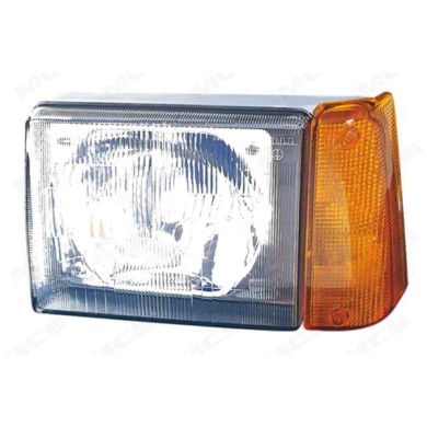 DX_SCRITTA_LOGO.jpg Proiettore Fiat Panda 1986/2004 Destro Arancio Lampada Asimmetrica H4