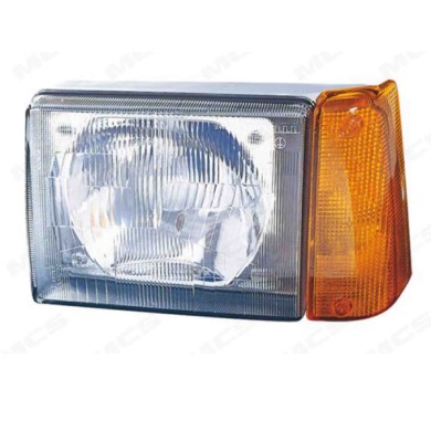 SX_SCRITTA_LOGO.jpg Proiettore Fiat Panda 1986/2004 Sinistro Arancio Lampada Asimmetrica H4