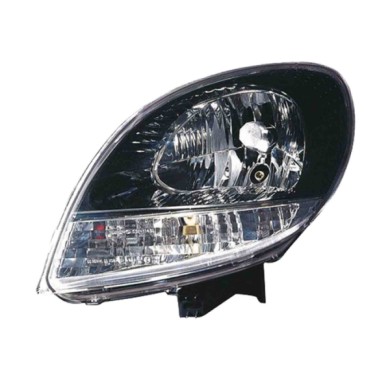 SX_SCRITTA_LOGO.jpg Proiettore Renault Kangoo Express 2003/2007 Sinistro Elettrico Nero H4 Py21W W5W