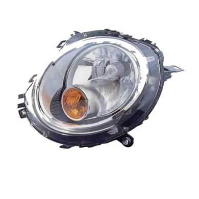DX_SCRITTA_LOGO.jpg Proiettore Mini Mini Clubman 2006/2013 Destro Elettrico Con Motore Arancio H4 P21W