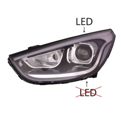 DX_SCRITTA_LOGO.jpg Proiettore Hyundai Ix35 2013/2015 Destro Elettrico Nero Led Hir2 Py21W T. Sam