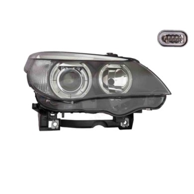 DX_SCRITTA_LOGO.jpg Proiettore Bmw 5 Touring 2001/2006 Destro Con Motore Nero Led H7 D2S W5Wx2 Py21W