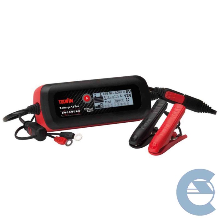 Telwin 807567 T-Charge 12 Caricabatterie e Mantenitore Elettronico 6/12V, Rosso