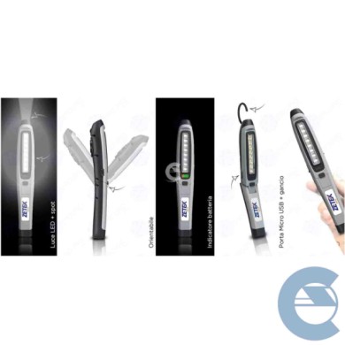 KB140---3.jpg Lampada Led Orientabile Ricaricabile 400 Lumen Con Magnete E Porta Usb