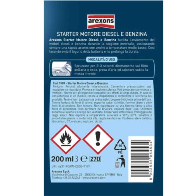 9409 RETRO.jpg Arexons Starter Motore Diesel E Benzina 9409 Cartone Intero 12 Pezzi X 200ml Avviamento Facile
