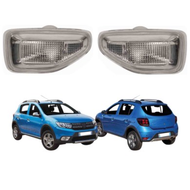 DA2244141_DA2244142_3.jpg Kit Fanali Laterali Destro e Sinistro Bianco Senza Porta Lampada Per Dacia Sandero Dal 2013 Al 2016