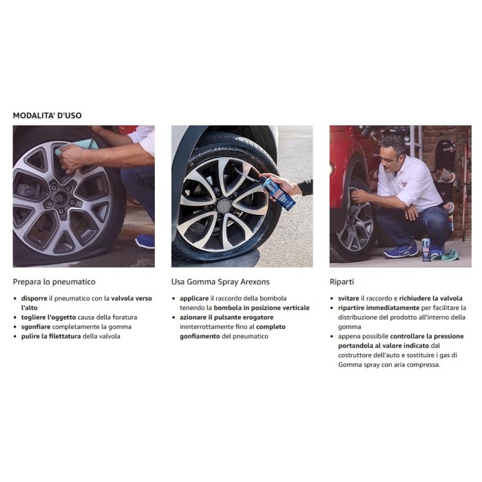 8473_MODALITA' D'USO.jpg Arexons 8473 Gomma Spray Ripara Gomme 300 Ml. KIT PROMOZIONE 6 PEZZI
