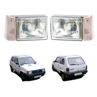Proiettore Asimmetrico Sinistro e Destro H5 Manuale Con Fanale Bianco Per Fiat Panda Dal 1986 Al 2003