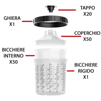 PC50650_0.jpg Tazza Graduata Vernice 650ML 1.0 Con Filtro 125/190µm Per Pistole A Spruzzo