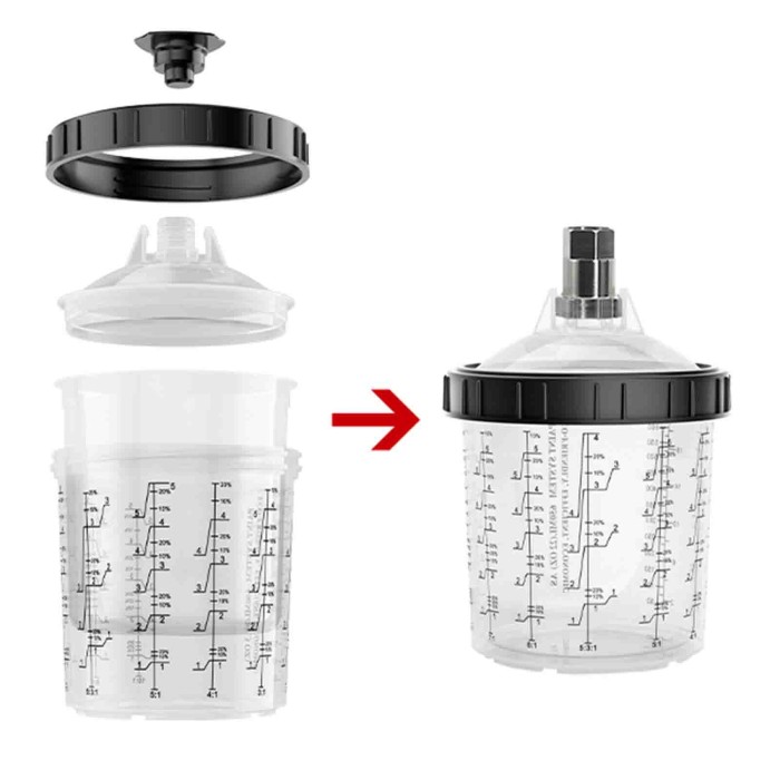 PC50650_2.jpg Tazza Graduata Vernice 650ML 1.0 Con Filtro 125/190µm Per Pistole A Spruzzo