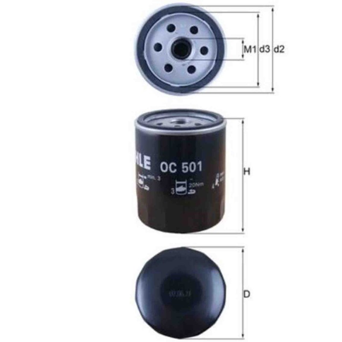 NEUTRO.jpg Filtro olio OC 501 KNECHT per VW TOYOTA FIAT JEEP ALFA ROMEO CHRYSLER LANCIA