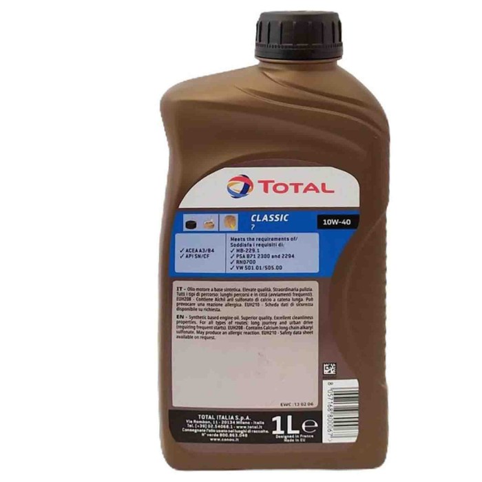 TOT4.jpg Total Classic 7 10w40 Kit Promo 10 Litri Olio Motore Auto Benzina Diesel E Furgoni Leggeri