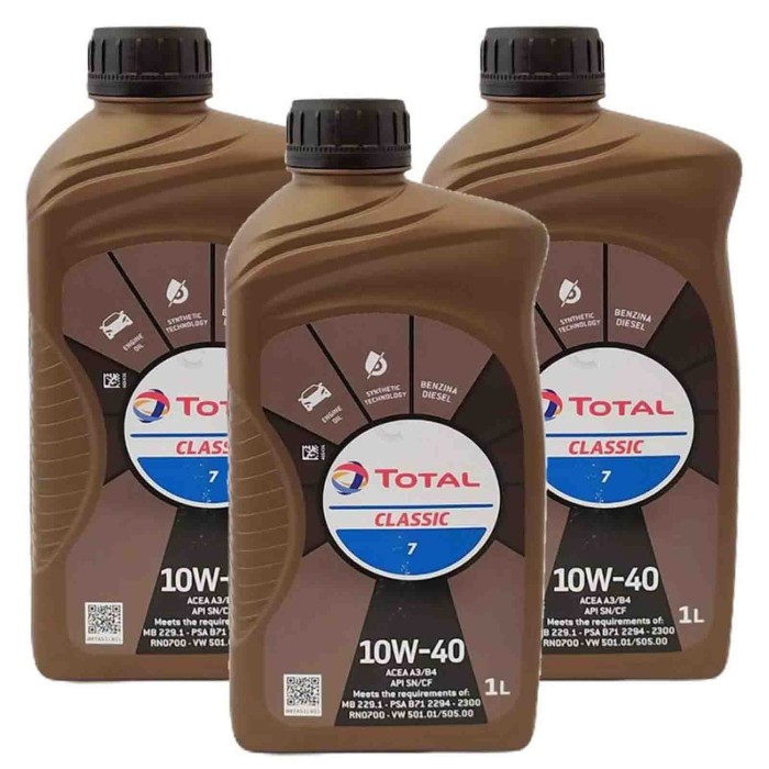 TOT2.jpg Total Classic 7 10w40 Kit Promo 3 Litri Olio Motore Auto Benzina Diesel E Furgoni Leggeri