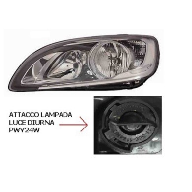 001324_AUTO.JPG Proiettore H7-h9 Con Motor. Elettrico C/luce Diurna A Led Per Volvo S60 - V60 Lato Sinistro Dal 2014/01 Al 2018/