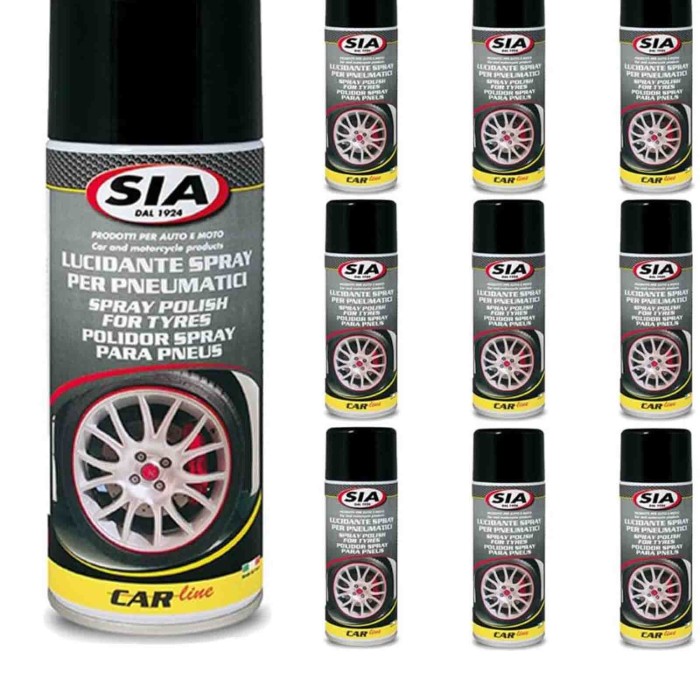 SIA2.jpg Sia 8548 Nero Gomme Lucidante 10 Pezzi X 400 Ml Spray Per Pneumatici. Protegge E Ravviva Il Colore Dei Pneumatici Prese