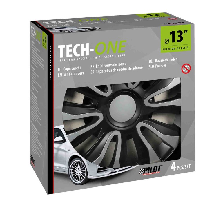 31620-S-01.JPG Avalone Silver & Black Set 4 Copricerchi Ø 13" Copricerchi 4 Pz Verniciati Tech One Copricerchi