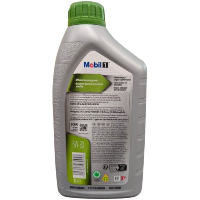 151054X5 (3).jpg Olio Motore Mobil 1 Esp 5w30 Auto Benzina Diesel Dpf E Catalizzatori. CONFEZIONE DA 5 PEZZI.