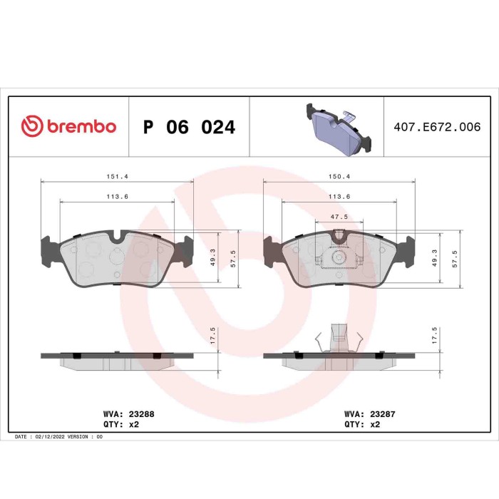 P06024_2.JPG Kit pastiglie freno, Freno a disco P 06 024 BREMBO per BMW BENTLEY WIESMANN
