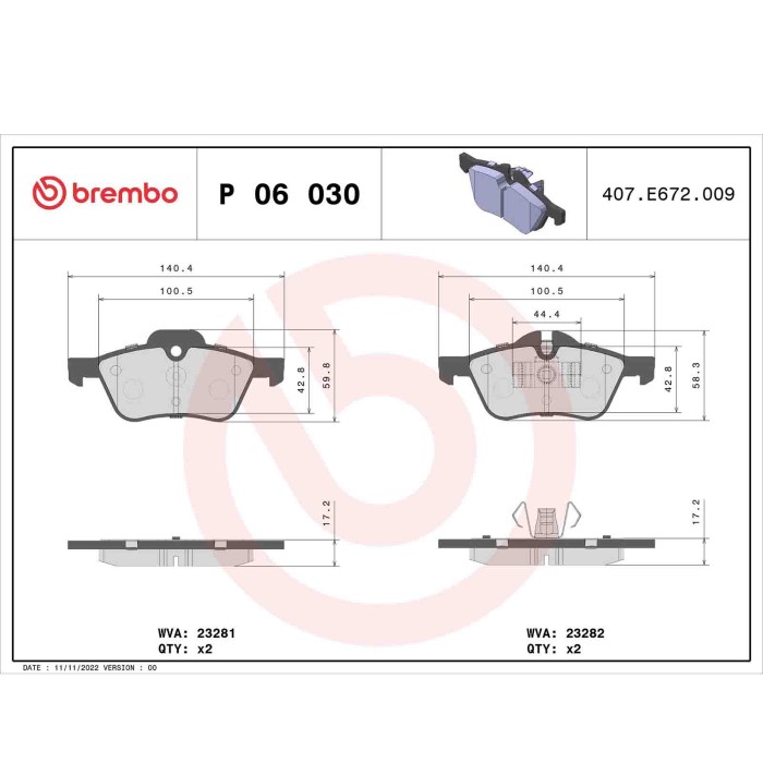 P06030_2.JPG Kit pastiglie freno, Freno a disco P 06 030 BREMBO per MINI
