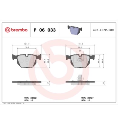 P06033_2.JPG Kit pastiglie freno, Freno a disco P 06 033 BREMBO per BMW